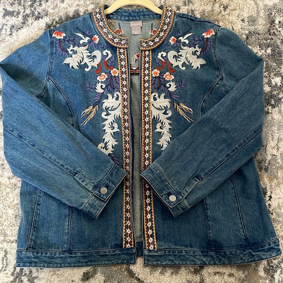 Chico’s Embroidered Denim Jacket - Picture 9 of 16